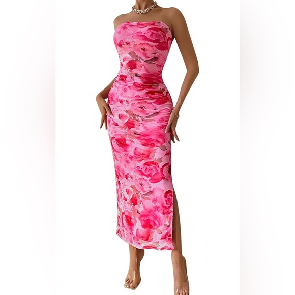Summer Maxi Bodycon 
Strapless Tube Top Printed Long Party Club Slit Dress
8069 - Picture 2 of 7